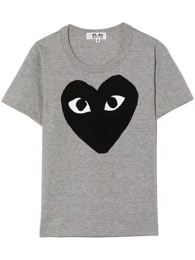 Comme Des Garçons Play Logo-print T-shirt In Grey