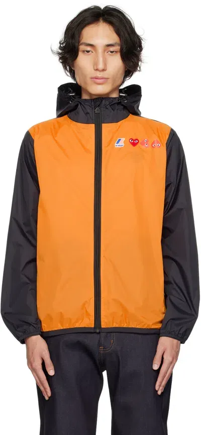 Comme Des Garçons Play Orange & Black K-way Edition Claude Jacket In Orange/ Black