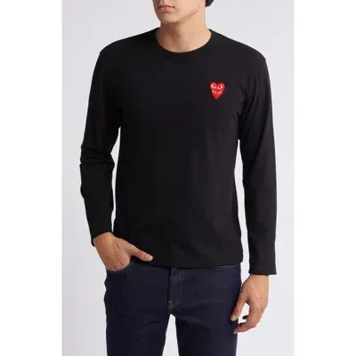 Comme Des Garçons Play Overlapping Heart Long Sleeve T-shirt In Black