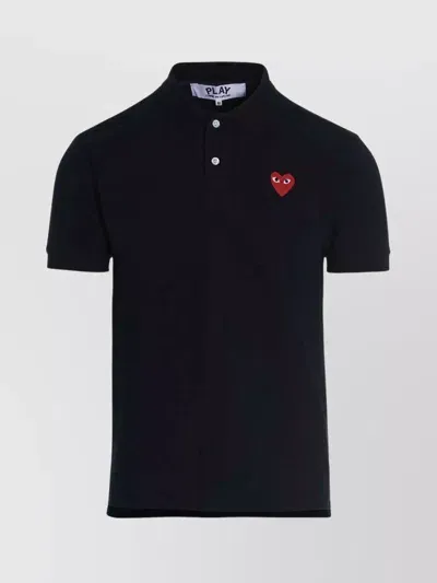 Comme Des Garçons Play Logo Patch Polo Shirt In Blue