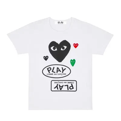 Comme Des Garçons Play Kids' Play Logo With Black Heart T-shirt In White