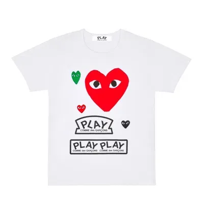 Comme Des Garçons Play Kids' Play Logo With Red Heart T-shirt In White