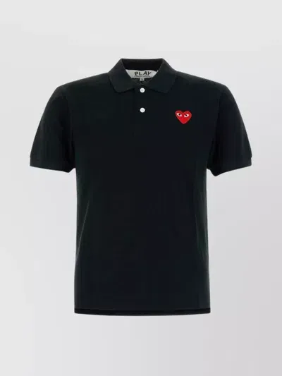 Comme Des Garçons Play Polo Collar Piquet Polo Shirt In Black