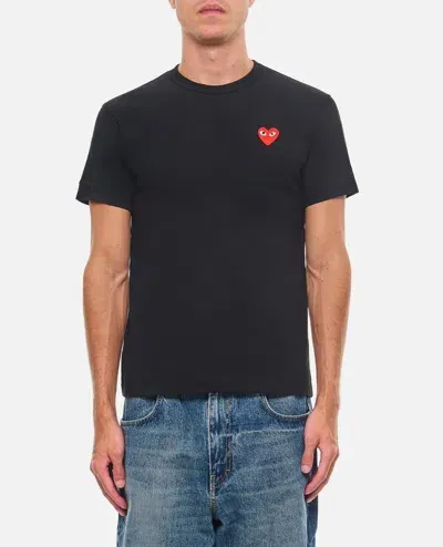 Comme Des Garçons Play Red Emblem Play T-shirt In Black