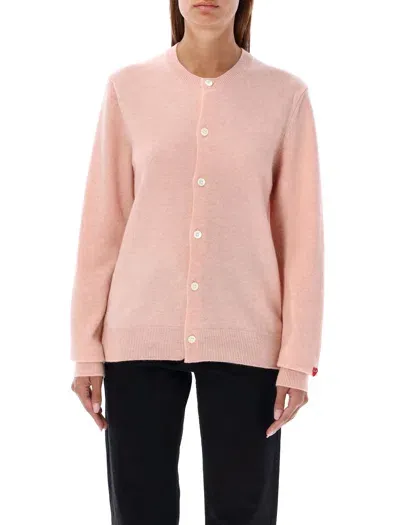 Comme Des Garçons Play Red Heart Mini Patch Cardigan In Light Pink