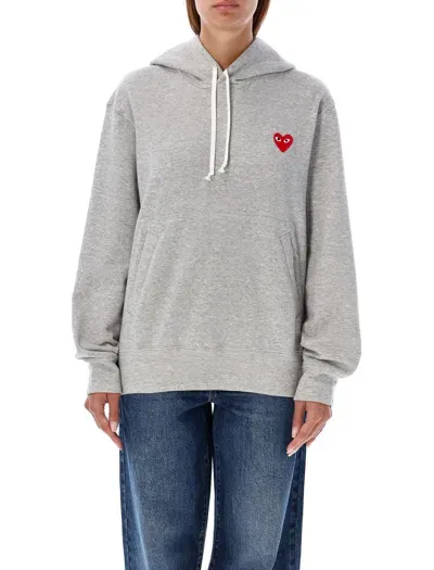 Comme Des Garçons Play Heart-motif Cotton Hoodie In Grey