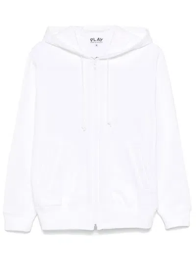 Comme Des Garçons Play Signature Heart-patch Hoodie In White