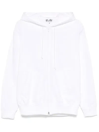 Comme Des Garçons Play Signature Heart-patch Hoodie In White