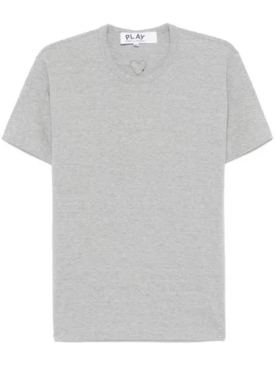 Comme Des Garçons Play Signature Heart-patch T-shirt In Grey