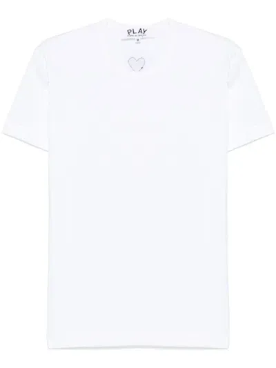 Comme Des Garçons Play Signature Heart-patch T-shirt In White