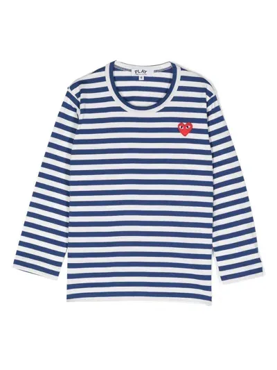 Comme Des Garçons Play Stripe-print Cotton T-shirt In Blue