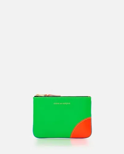 Comme Des Garçons Play Super Fluo Leather Line Wallet In Blue