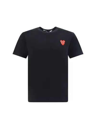 Comme Des Garçons Play Overlap-heart Print Cotton-jersey T-shirt In Black