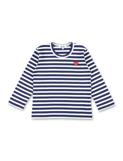 Comme Des Garçons Play Kids' Striped T-shirt In White