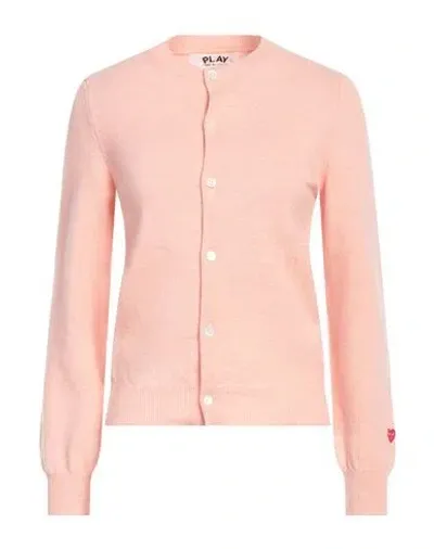 Comme Des Garçons Play Fine-knit Wool Cardigan In Pink