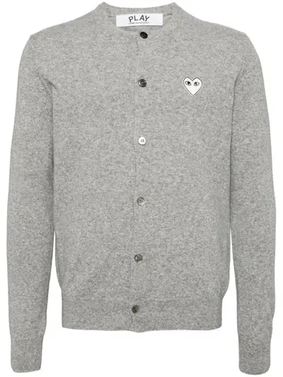 Comme Des Garçons Play Wool Cardigan In Grey