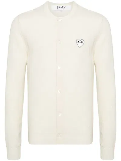 Comme Des Garçons Play Wool Cardigan In Neutrals