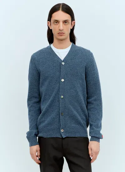 Comme Des Garçons Play Wool Knit Cardigan In Blue