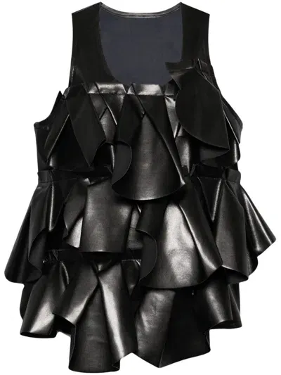 Comme Des Garçons Pleat-detail Vest In Schwarz