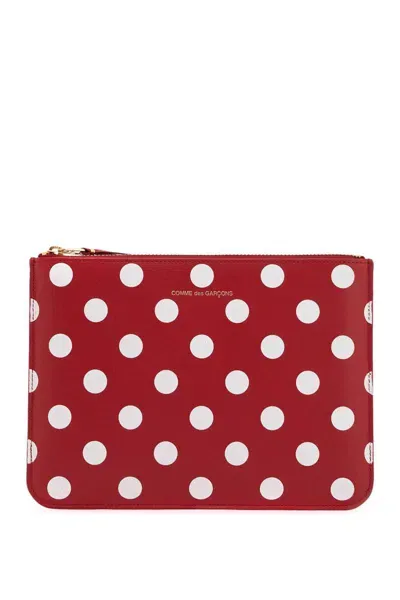 Comme Des Garçons Polka Dots Pouch In Red