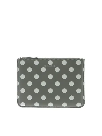 Comme Des Garçons Polka Dot Pouch In Grey