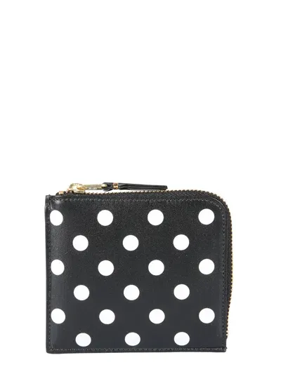 Comme Des Garçons Polka Dot Print Wallet In Black