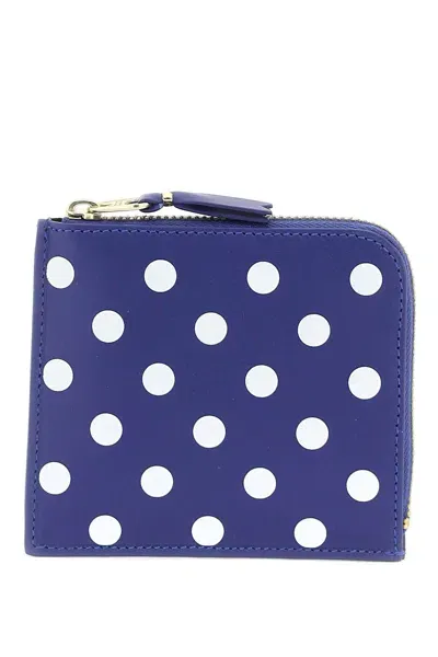 Comme Des Garçons Polka Dots Wallet In Blue,white