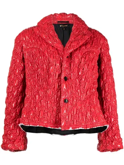 Comme Des Garçons Puff-effect High-neck Jacket In Red