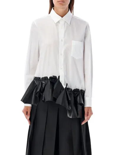 Comme Des Garçons Ruffled Popeline Shirt In White