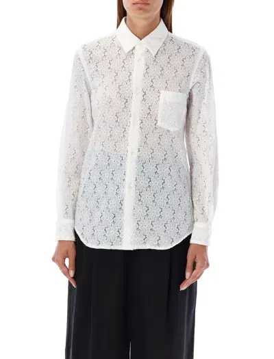 Comme Des Garçons Sheer Lace Button-up Shirt In Multi