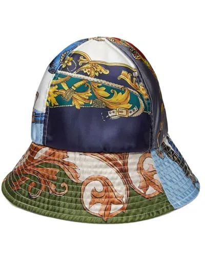 Comme Des Garçons Shirt Baroque-print Bucket Hat In Blau