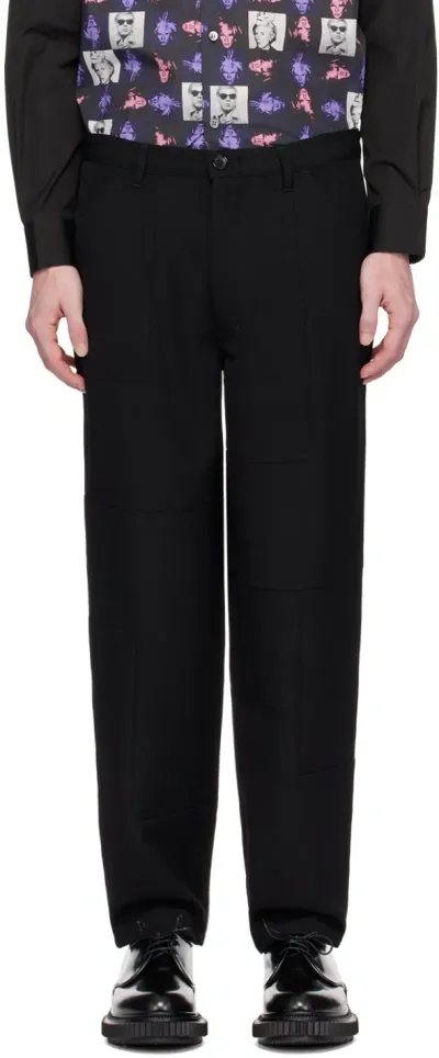 Comme Des Garçons Shirt Black Paneled Trousers In 1 Black