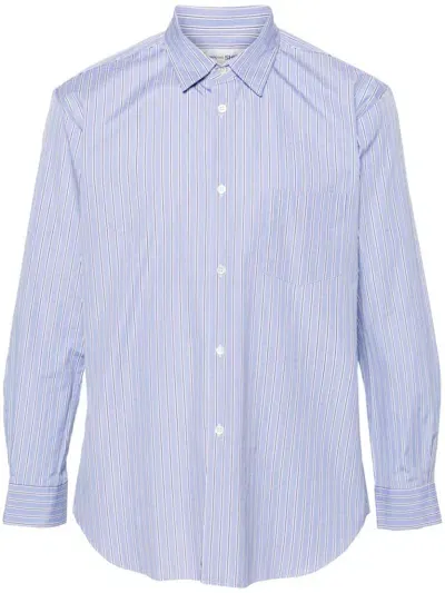 Comme Des Garçons Shirt Striped Cotton Shirt In Blau