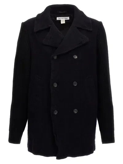 Comme Des Garçons Shirt Double-breasted Wool Coat In Blue