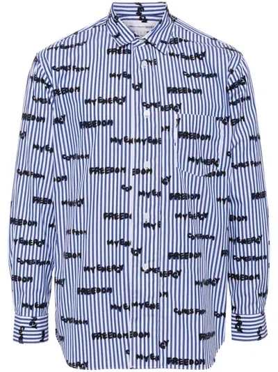 Comme Des Garçons Shirt Freedom Printed Shirt In Blau