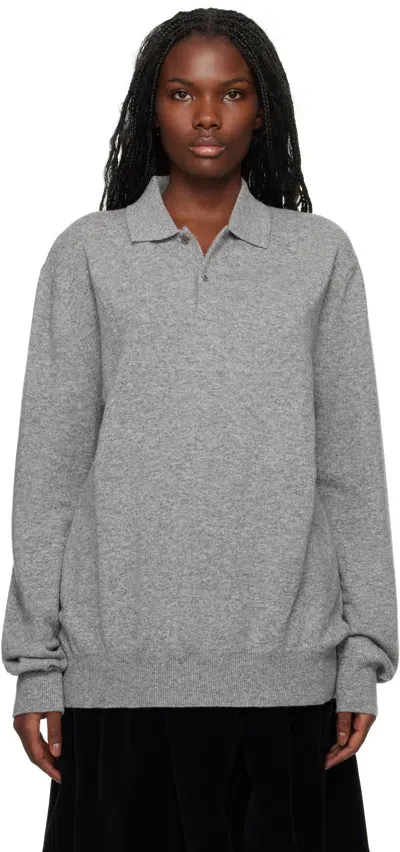 Comme Des Garçons Shirt Gray Knit Polo In 3 Grey