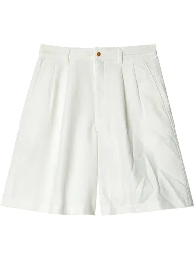 Comme Des Garçons Shirt Pleat-detail Wide-leg Shorts In White