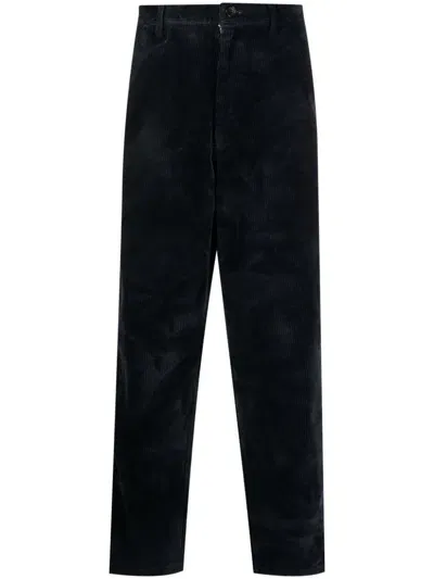 Comme Des Garçons Shirt Mid-rise Twill Trousers In Blue