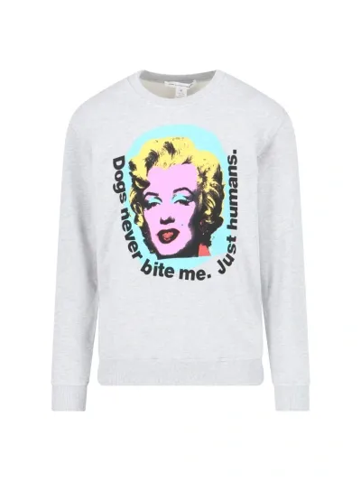 Comme Des Garçons Shirt Printed Crew Neck Sweatshirt In Grey