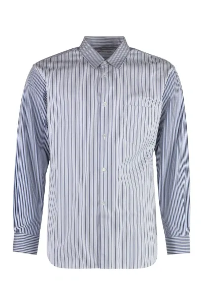 Comme Des Garçons Shirt Striped Cotton Shirt In Blue