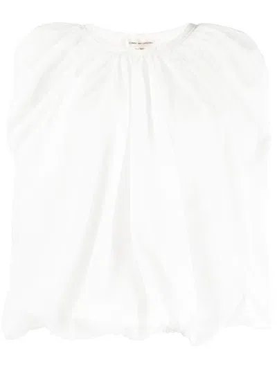 Comme Des Garçons Semi-transparente Bluse In White