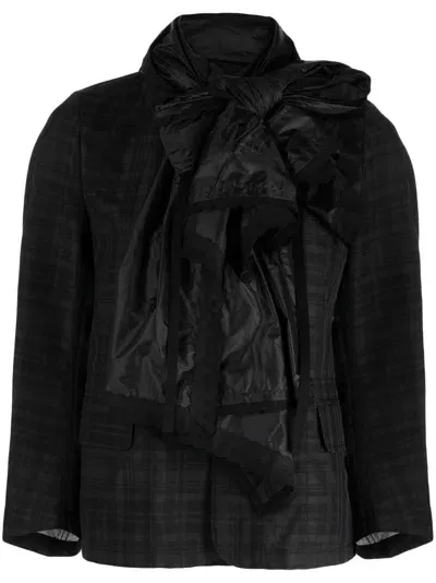 Comme Des Garçons Tao Detachable-bow Plaid Jacket In Black