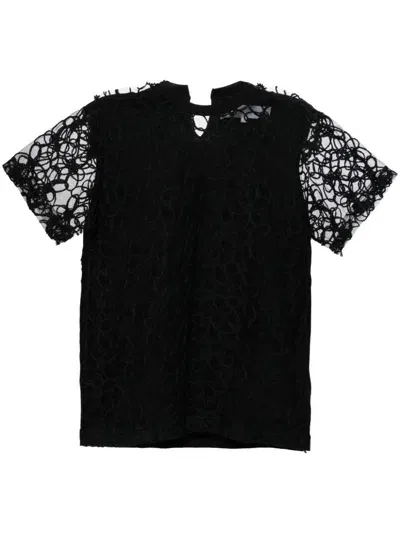 Comme Des Garçons Tao Lace Detailing Ct-shirt In Black