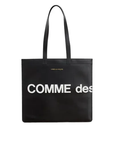 Comme Des Garçons Logo Tote Bag In Black