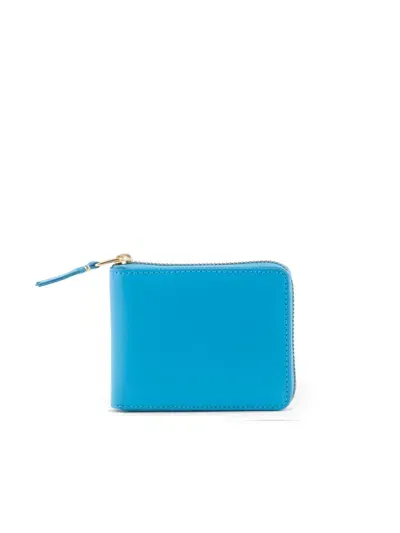 Comme Des Garçons Wallet Classic Zip Around Wallet Portfolio In Blue