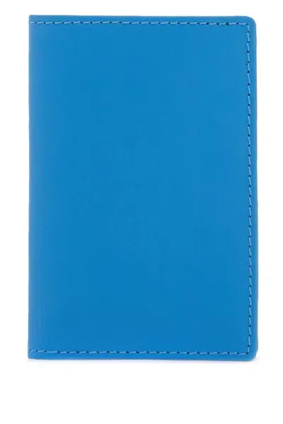 Comme Des Garçons Wallet Leather Compact Wallet In Blue