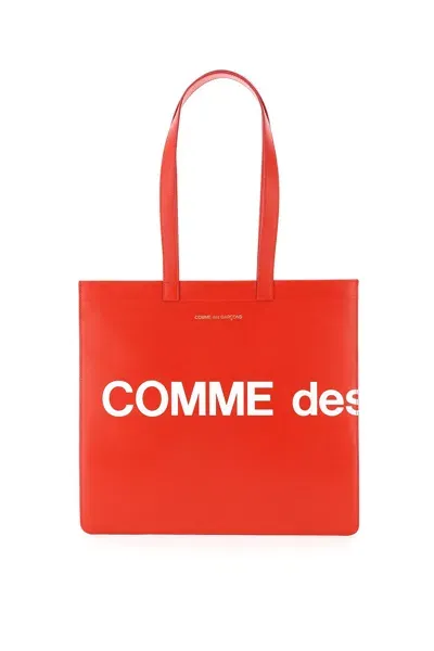 Comme Des Garçons Wallet Leather Tote Bag With Logo