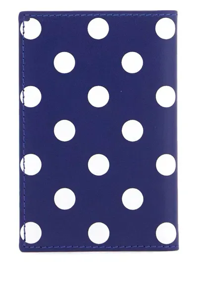 Comme Des Garçons Wallet Polka Dot Printed Bi In Navy