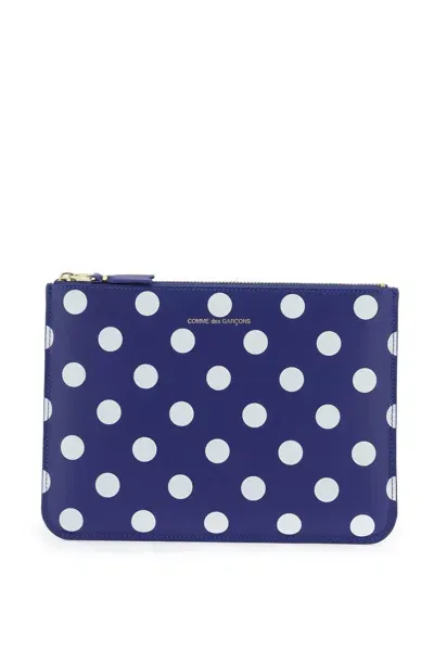 Comme Des Garçons Comme Des Garcons Wallet Polka Dots Pouch In 蓝白色