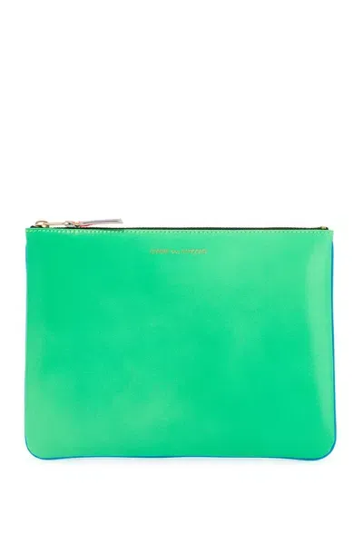 Comme Des Garçons Wallet Super Fluo Pouch In Green